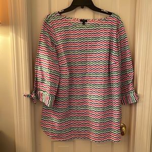 FOR SALE: Talbots sz 1X 3/4 sleeve blouse white with multi stripes, EUC